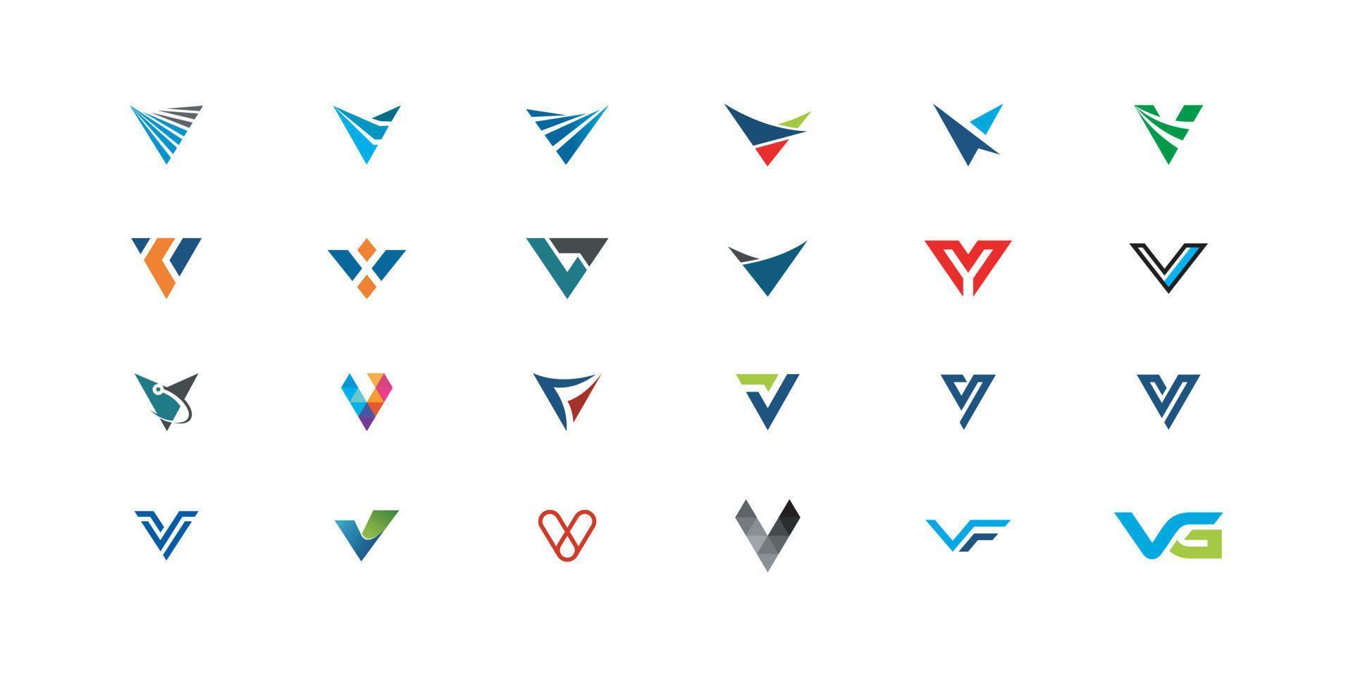 set of initial letter v logo design vector