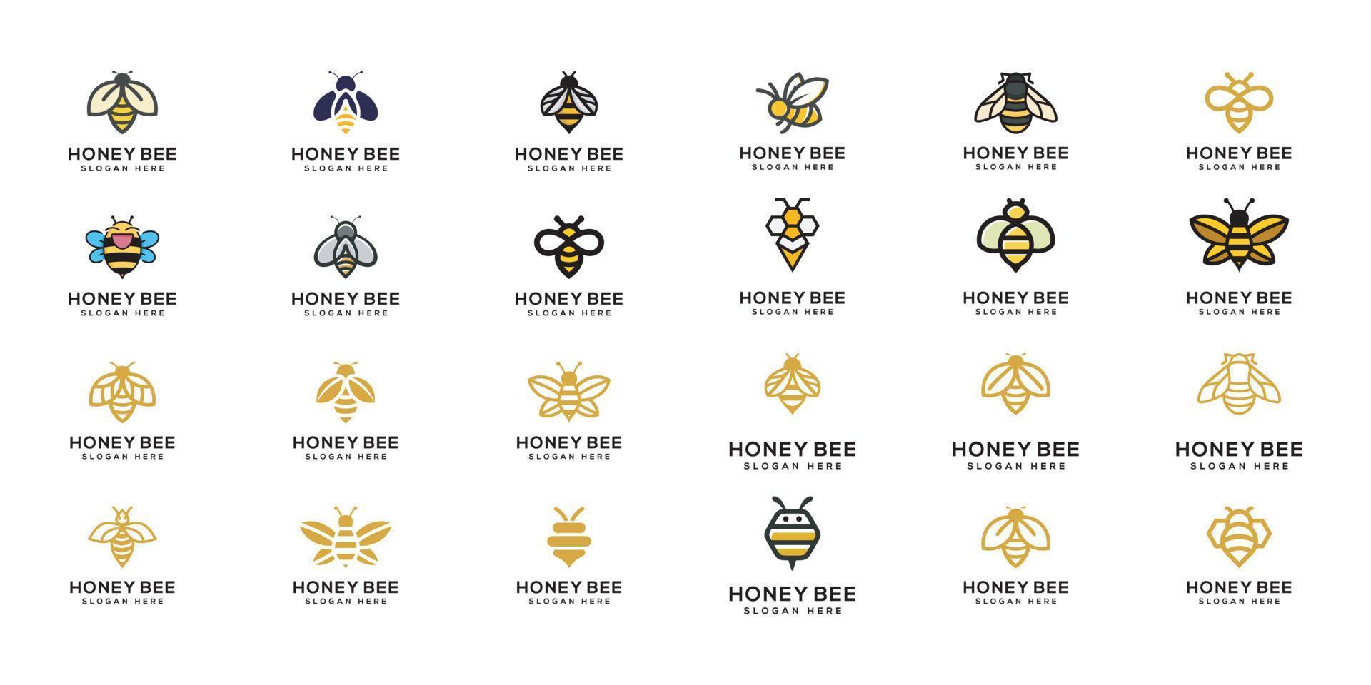 colección de animales con logo de abeja vector