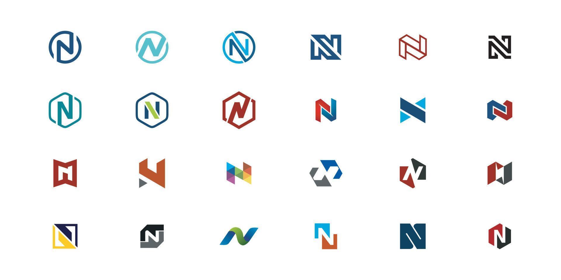 set of initial letter n logo design vector