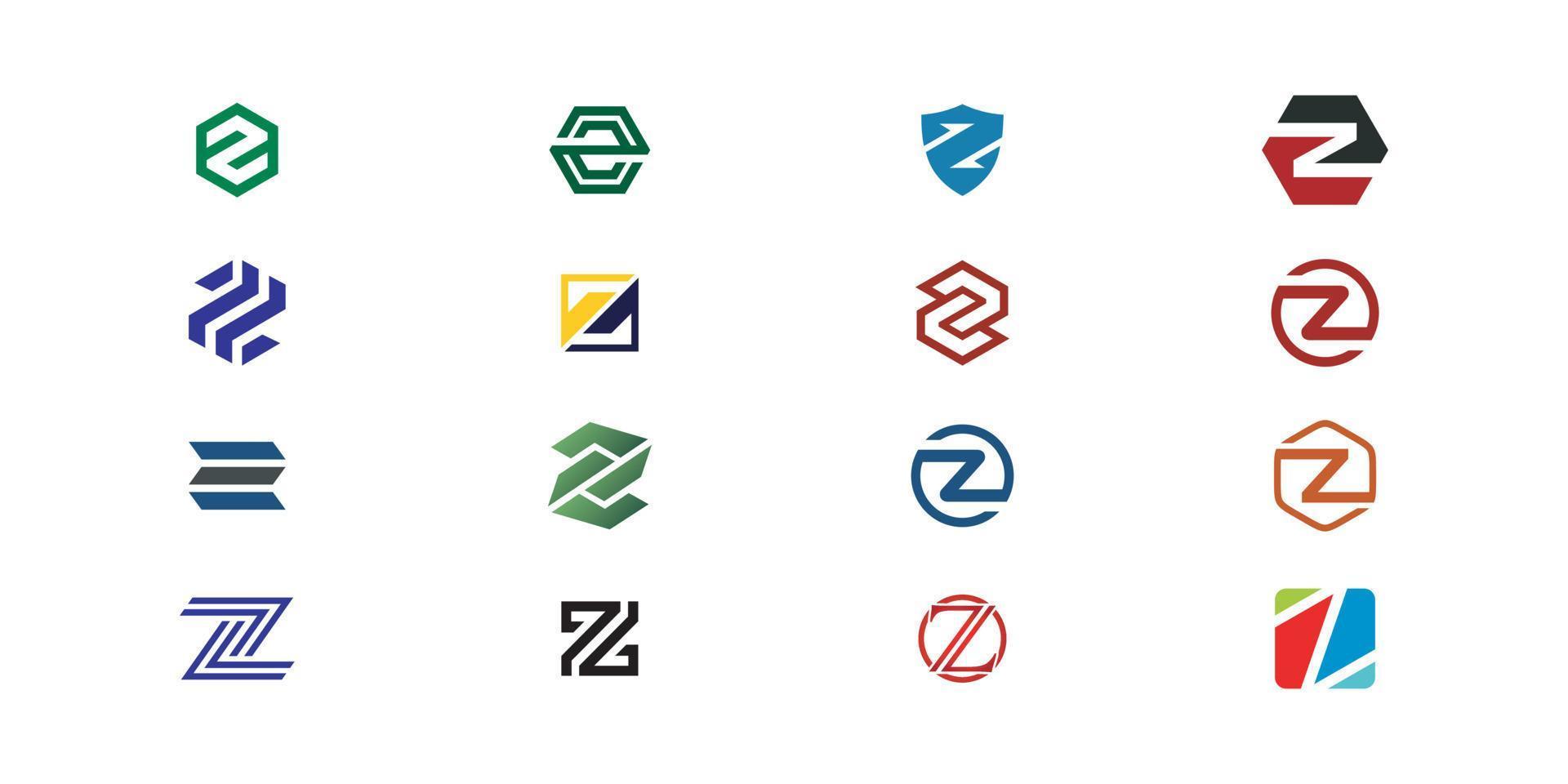 set of initial letter z logo design vector