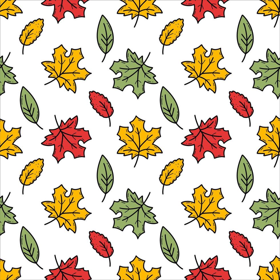 Seamless pattern with autumn leaves. Printing on fabric and wrapping paper. Endless wallpaper. Maple leaf. vector
