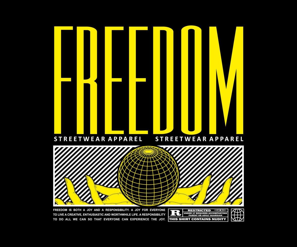 freedom aesthetic graphic design for typographic poster, creative clothing, streetwear and urban style t-shirts design, hoodies, etc. vector