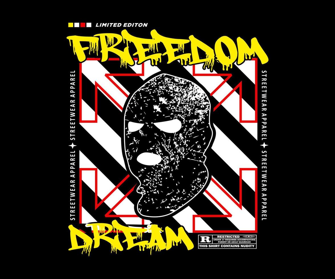 freedom dream aesthetic graphic design for typographic poster, creative clothing, streetwear and urban style t-shirts design, hoodies, etc. vector