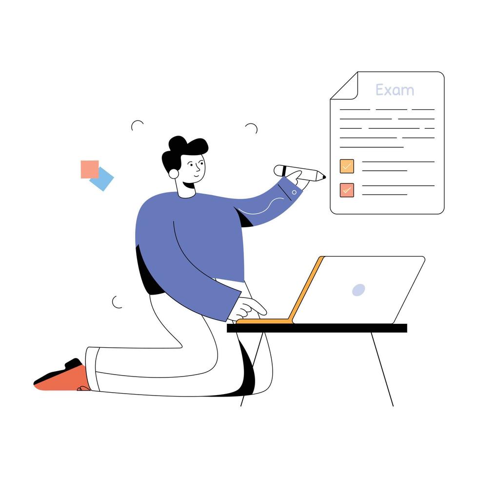 Modern flat illustration of online exam vector