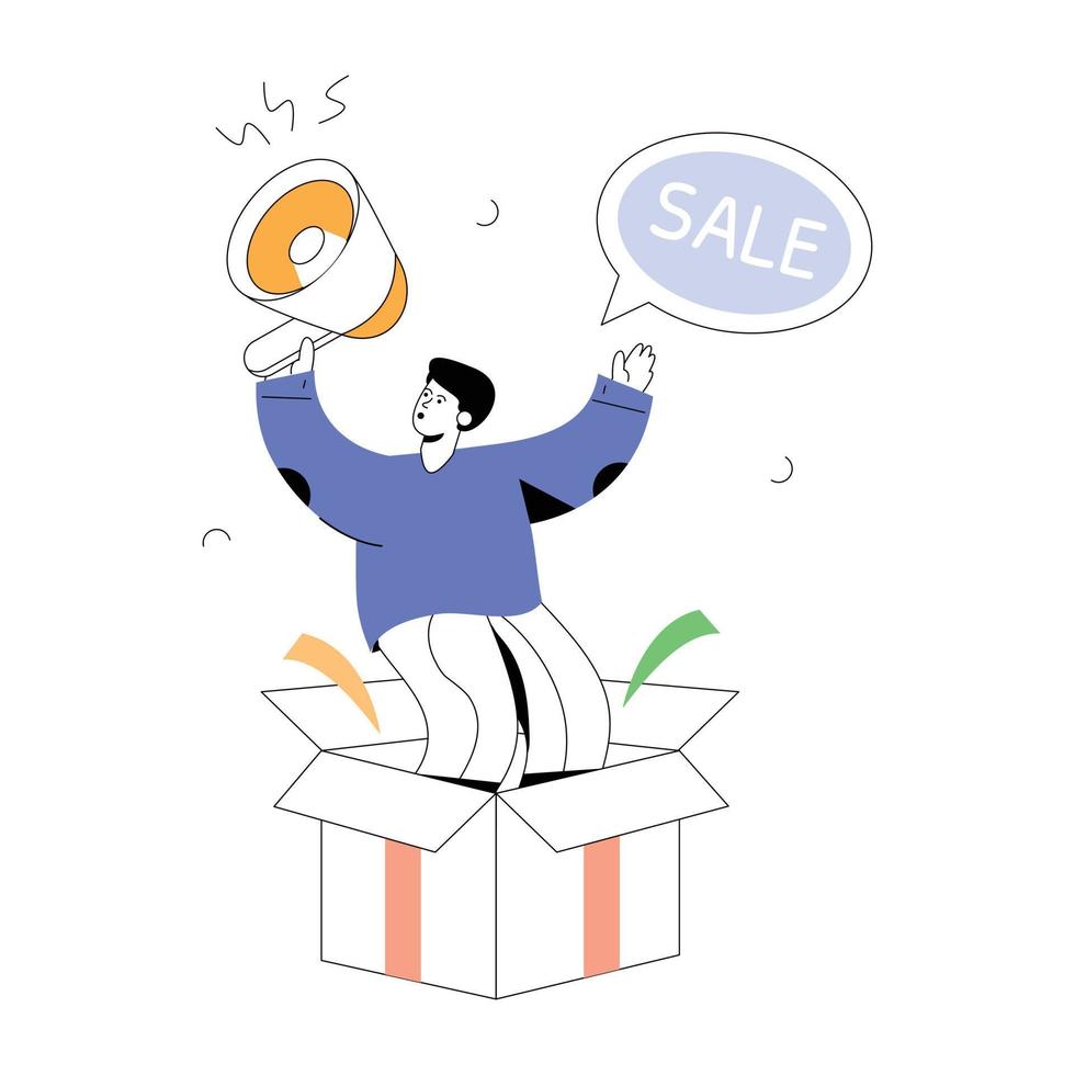 An editable flat illustration of sale announcement vector