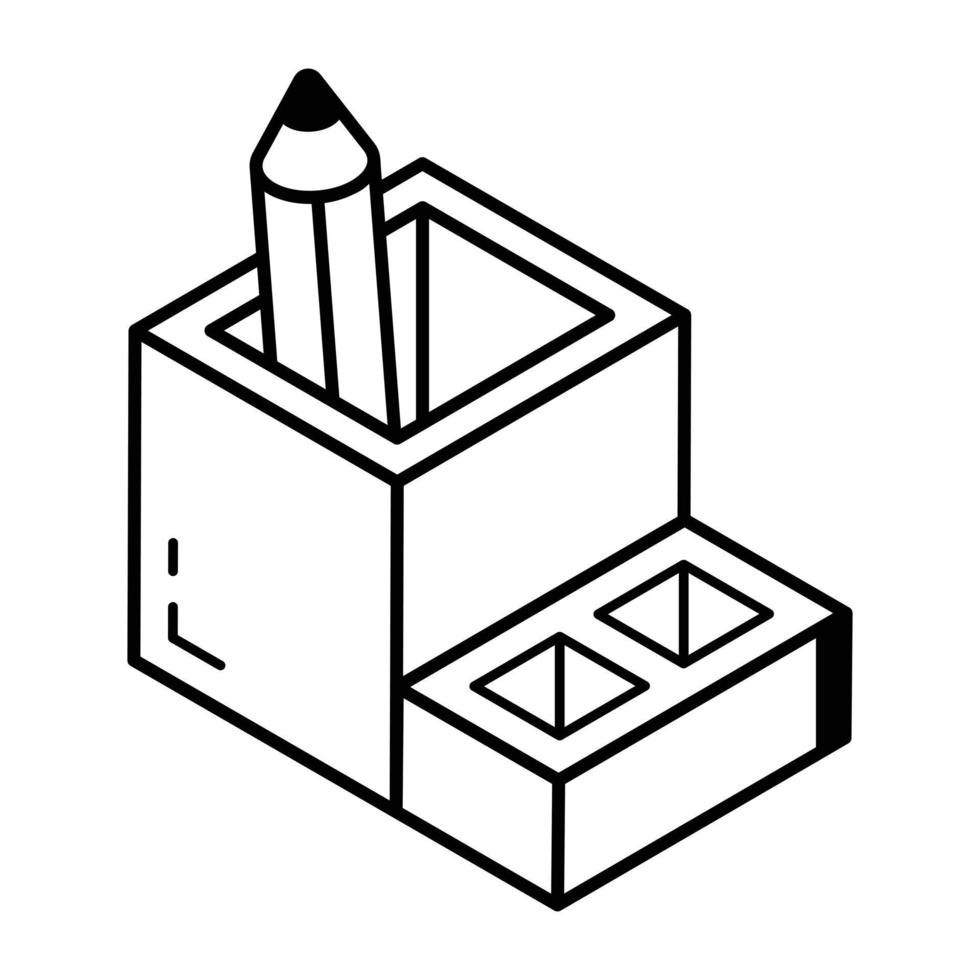 A pencil holder line icon download vector