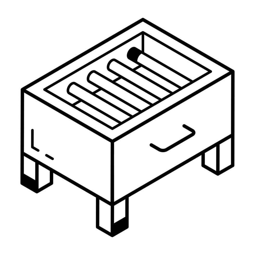 Modern outline icon of charcoal grill vector