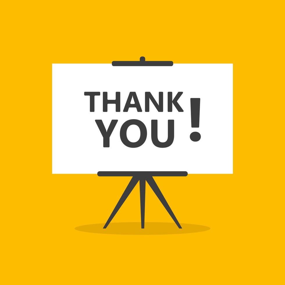 Thank you presentation whiteboard sign on yellow background for business, marketing, flyers, banners, presentations and posters. vector illustration