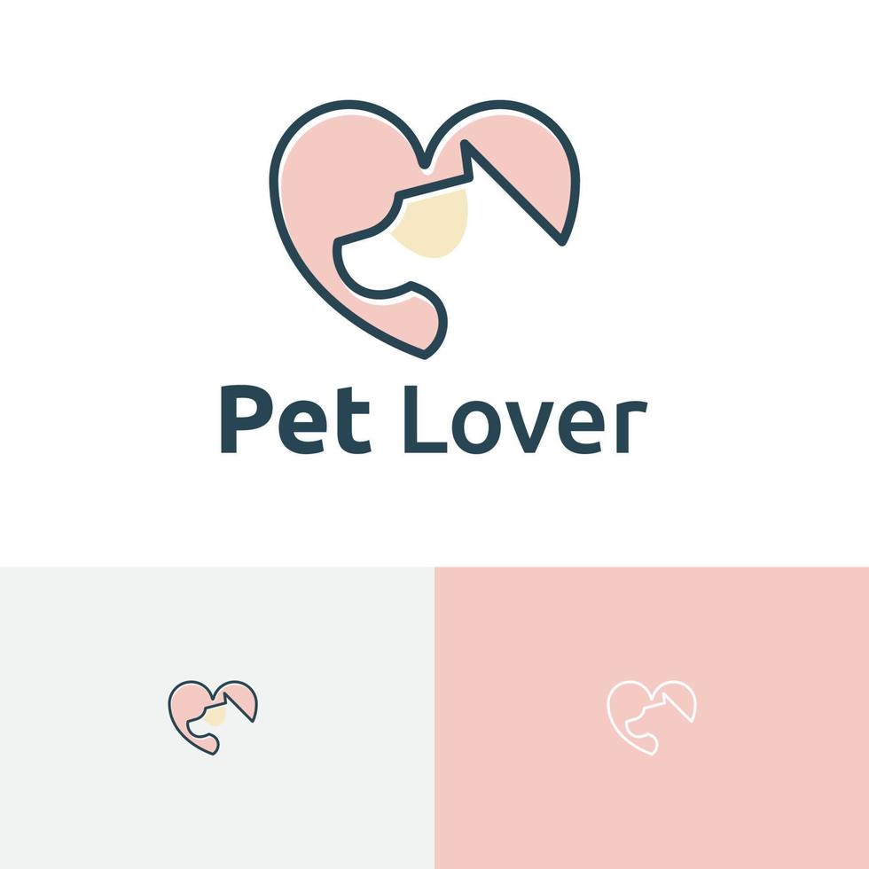 amante de las mascotas cuidado de los perros amor corazones veterinario logos vector