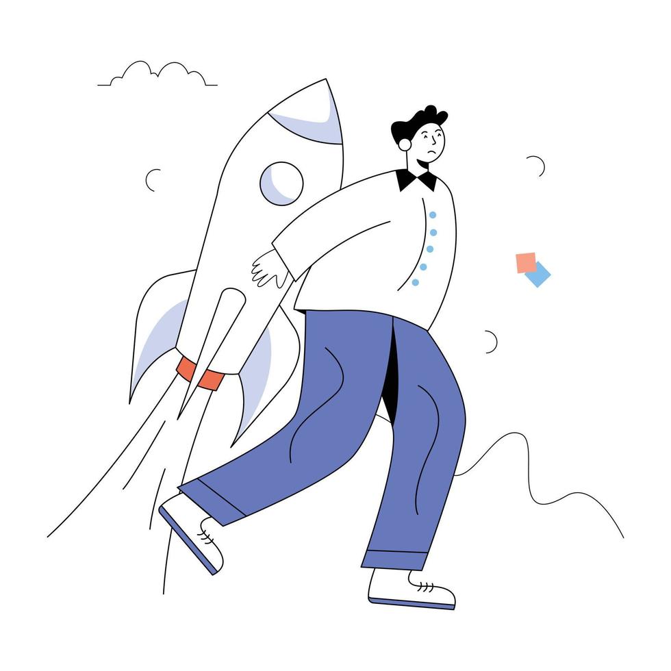 A flat vector illustration of project launch