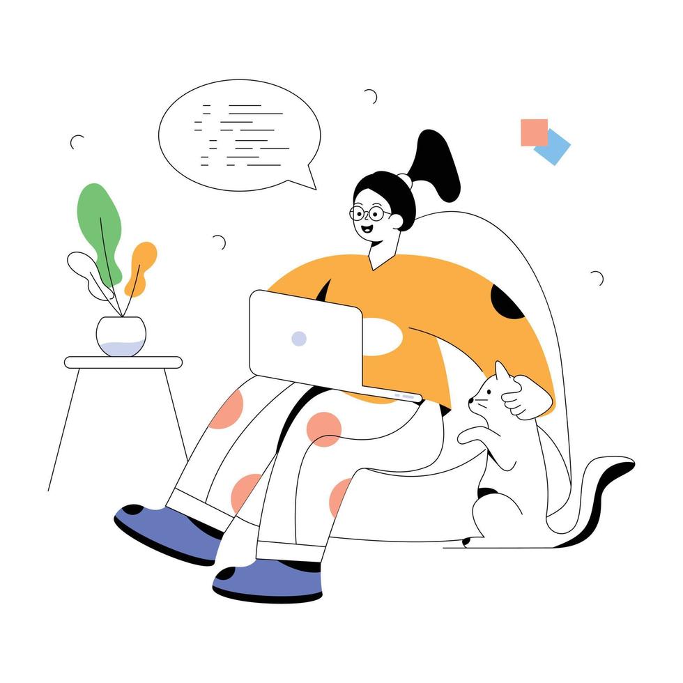 Ready to use flat illustration of work from home vector