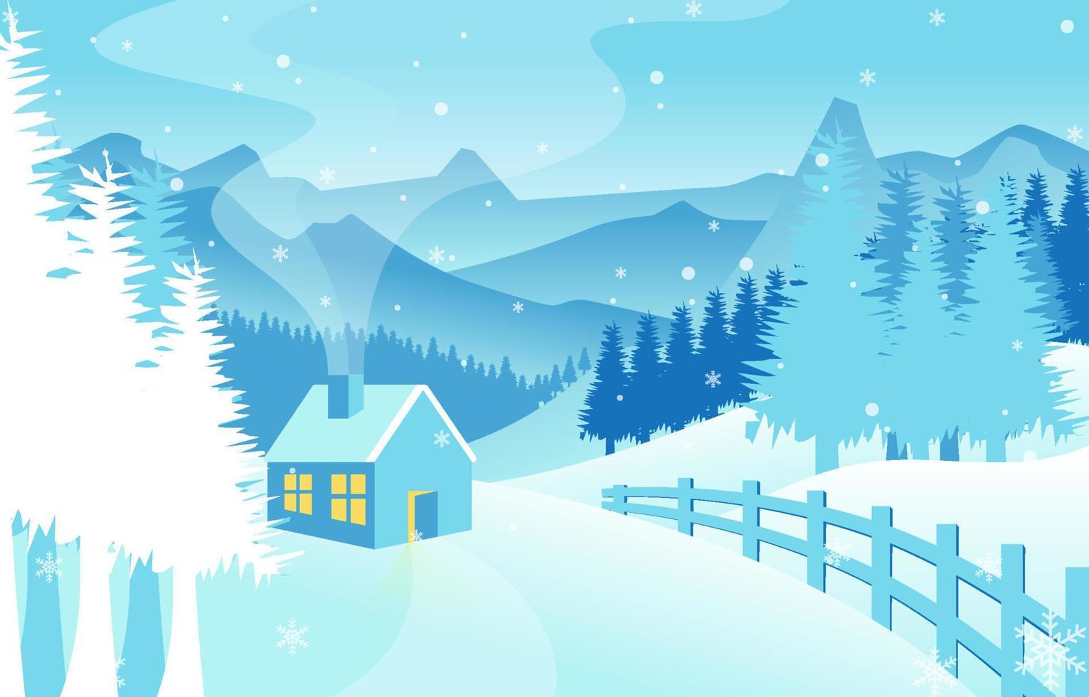 ilustración de estilo plano de fondo de paisaje de invierno vector