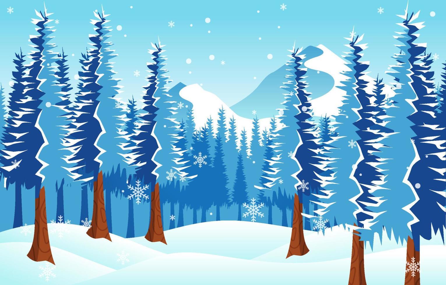 Winter landscape background flat style illustration vector