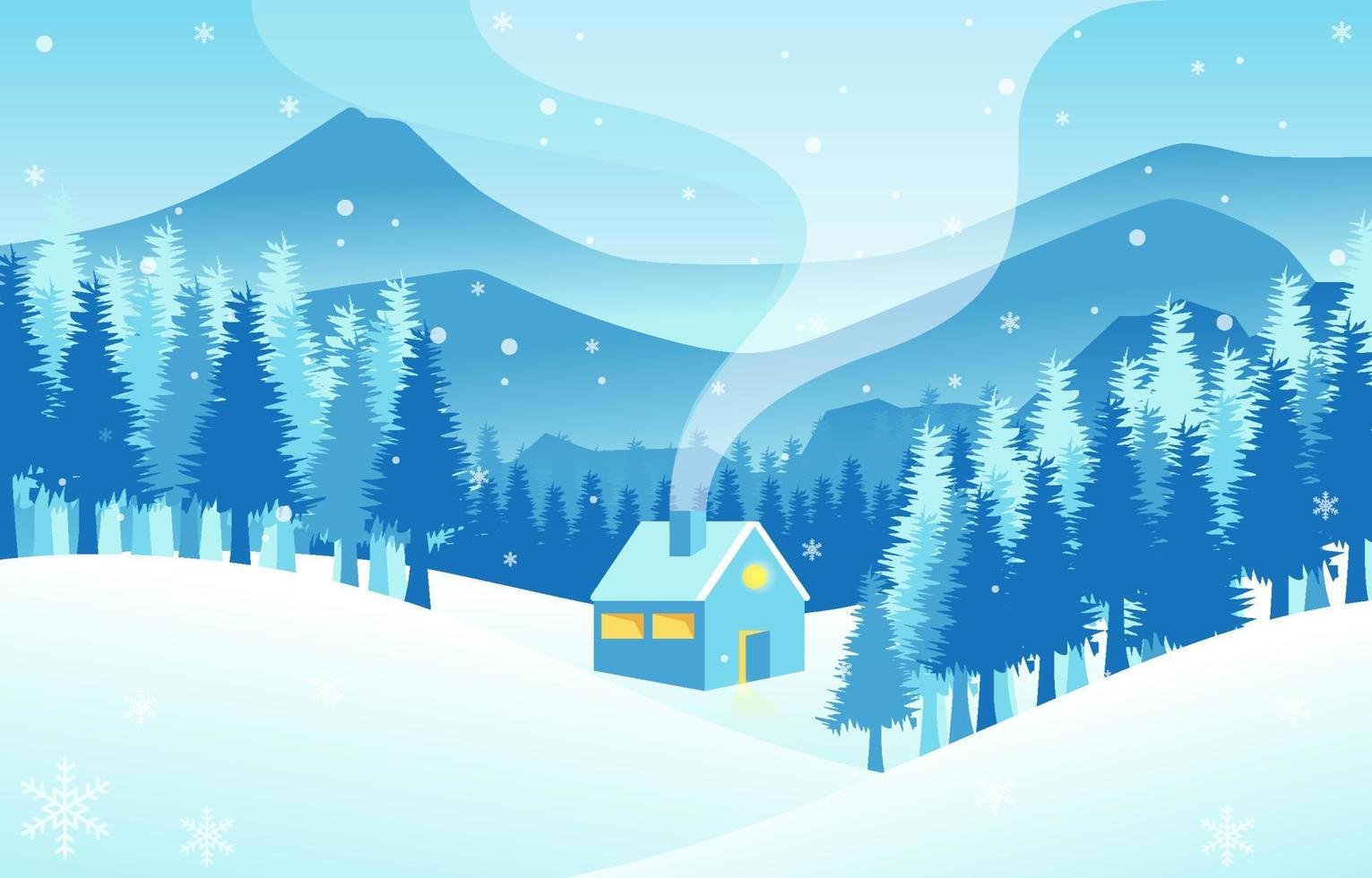 Winter landscape background flat style illustration vector