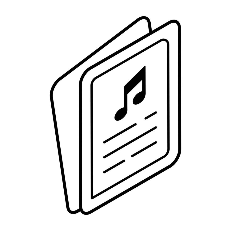 un icono editable de línea de notas musicales vector