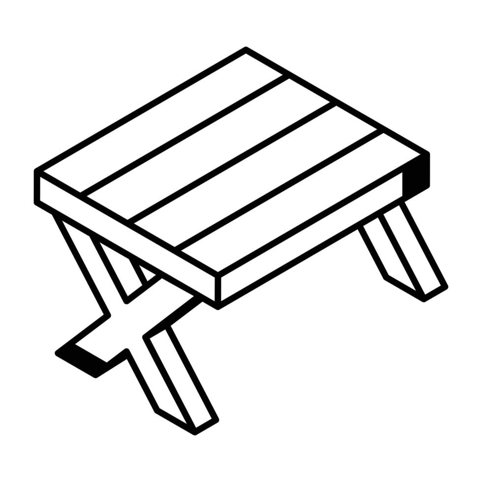 Trendy outline icon of picnic table vector