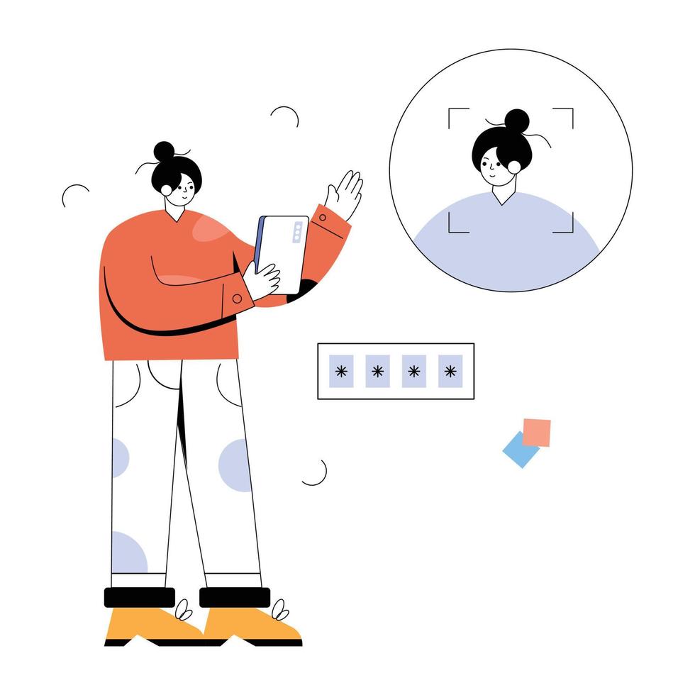 Modern flat illustration of face identification vector