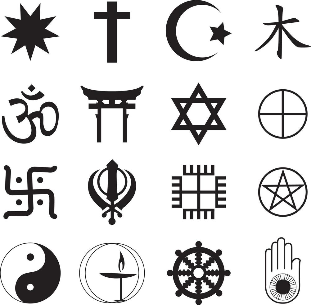 World religion symbols concept vector