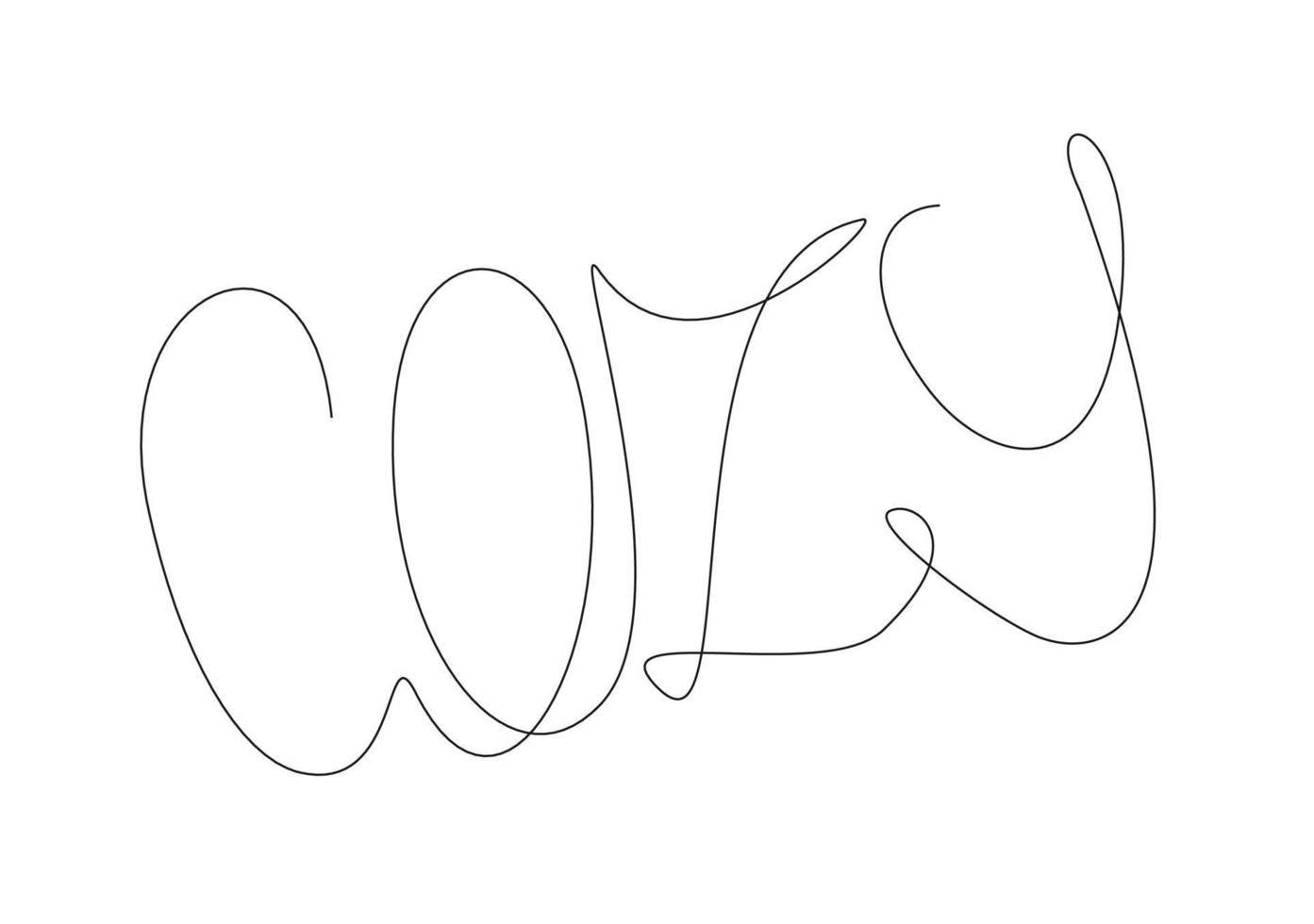 one line autumn lettering. Cozy line art word vector