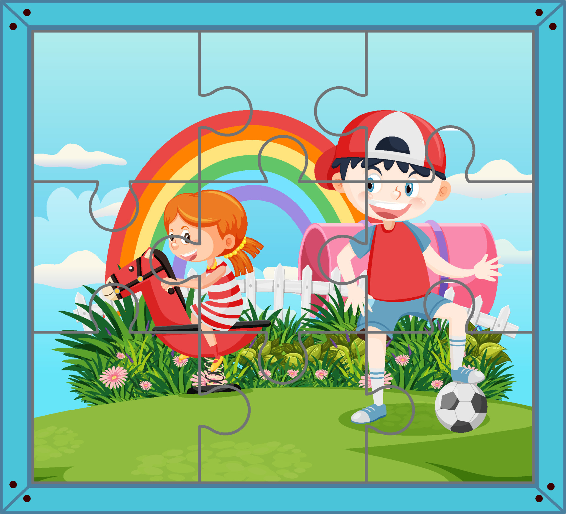 Photo jigsaw puzzle game template 11132421 Vector Art at Vecteezy