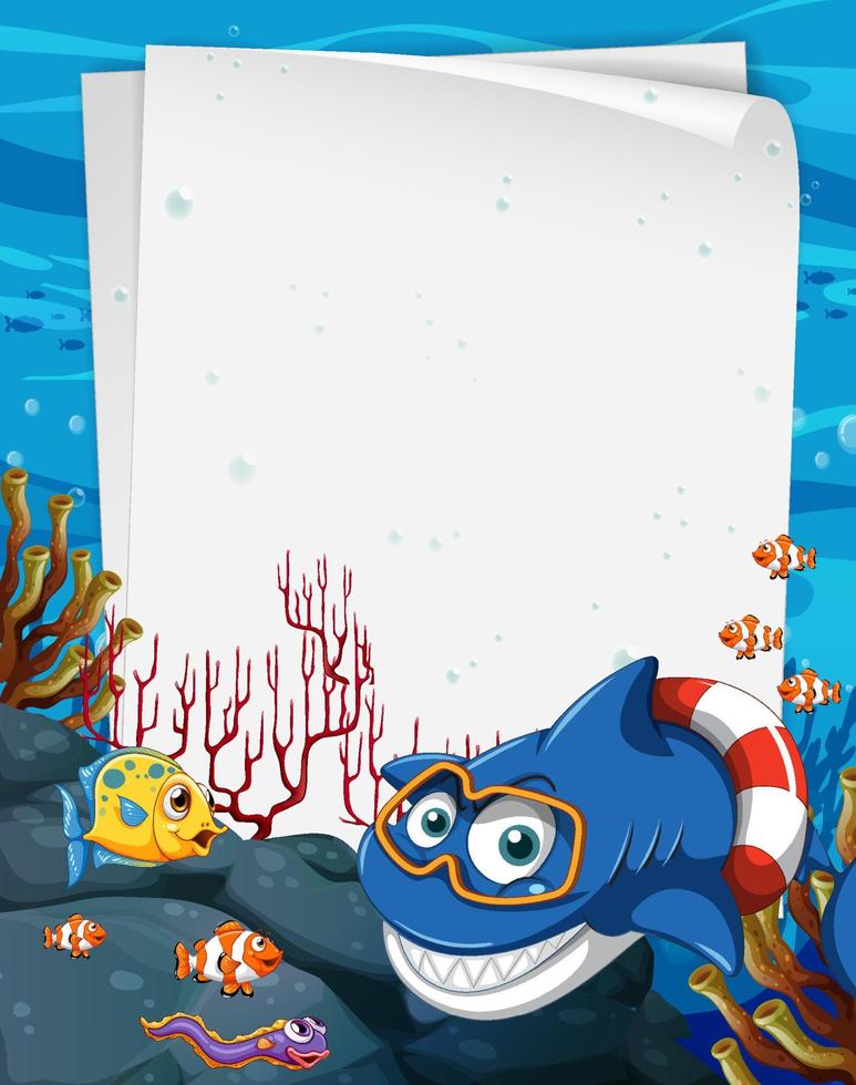 Underwater blank banner with sea animal vector