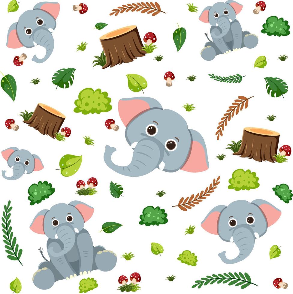 elefante lindo animal de patrones sin fisuras vector