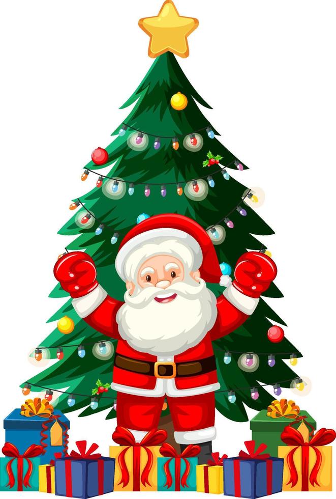 Santa Claus with Christmas tree vector