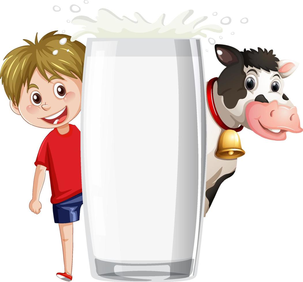 un vaso de leche con personaje de dibujos animados 11132517 Vector en  Vecteezy