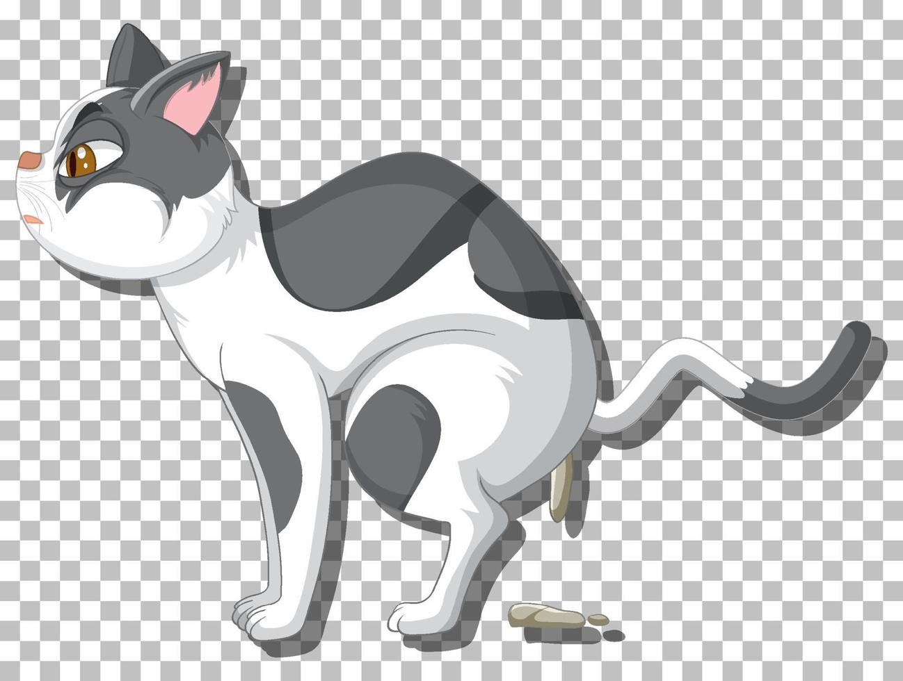 Pooping cat cartoon character vector