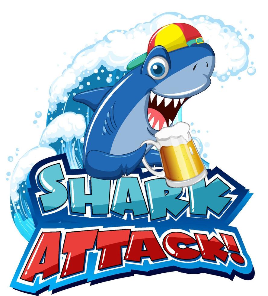 Font design for words shark attack vector