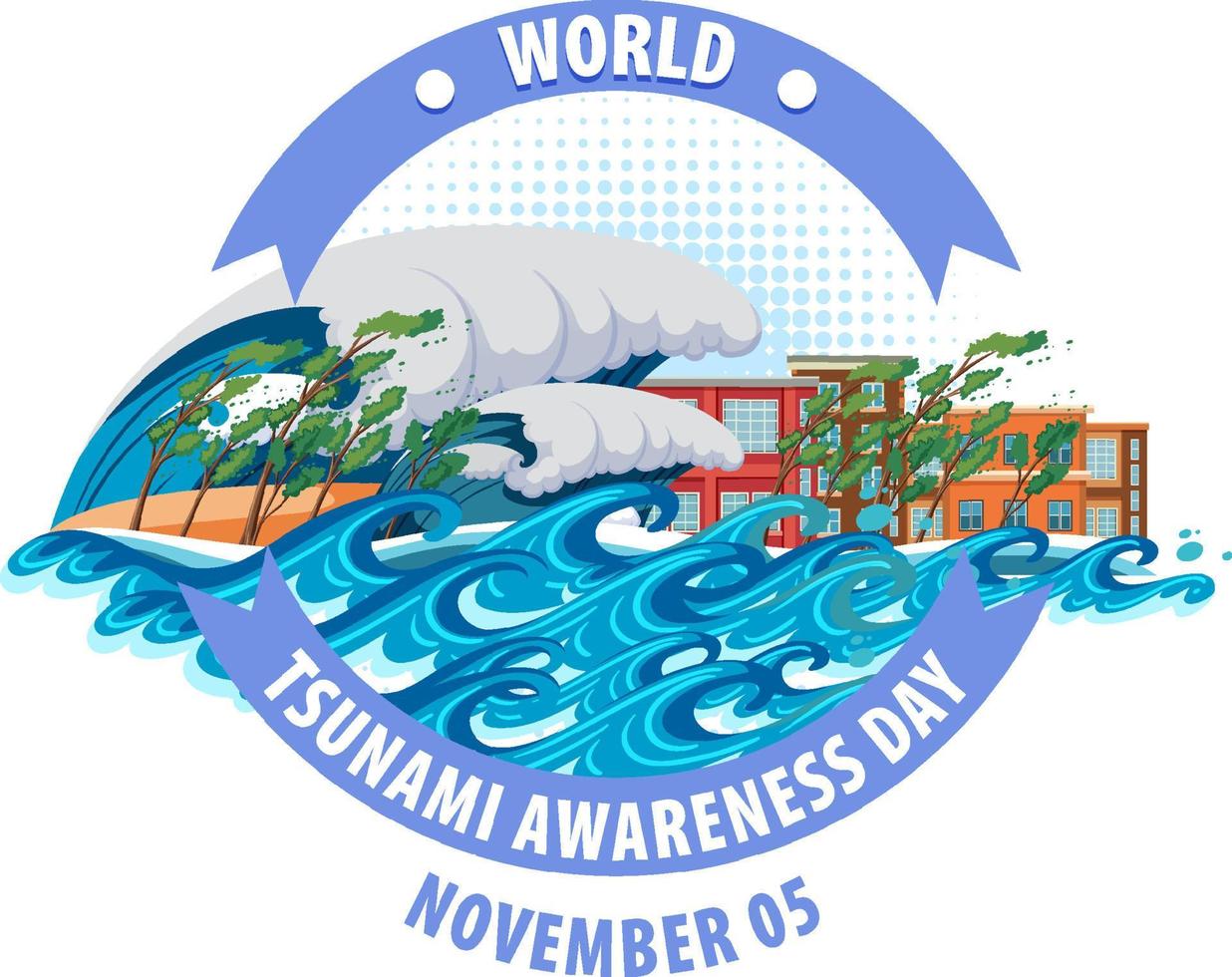 World Tsunami Awareness Day Logo Design vector