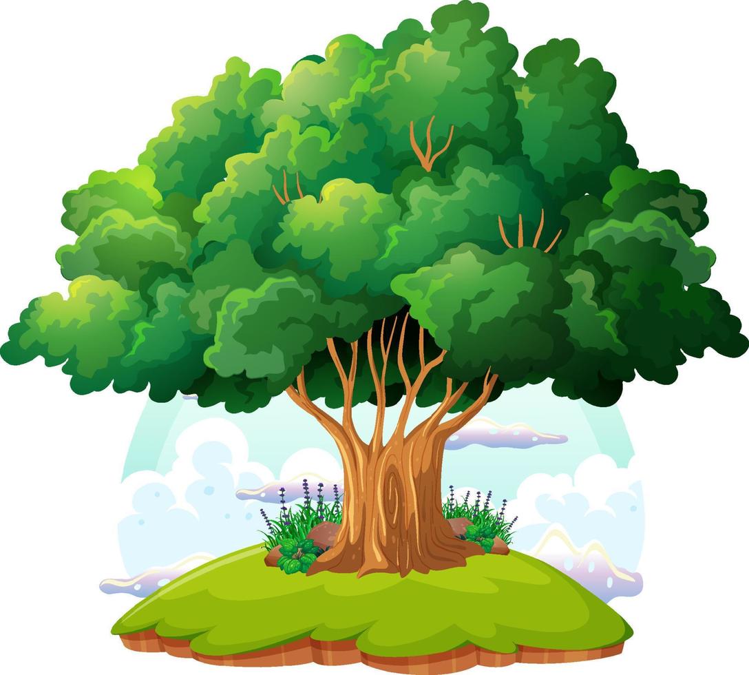 dibujos animados aislados de árbol grande vector