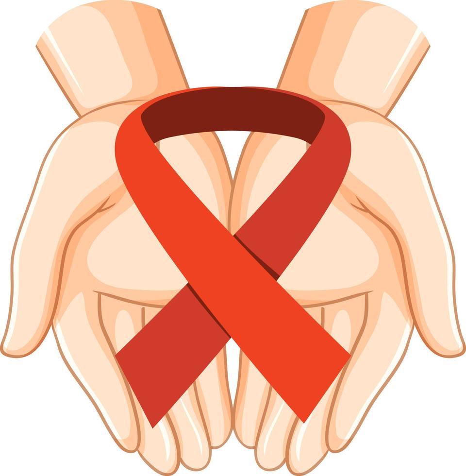 Red ribbon AIDS HIV symbol vector