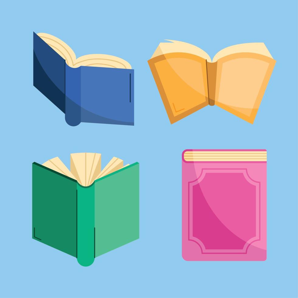 cuatro libros de texto vector