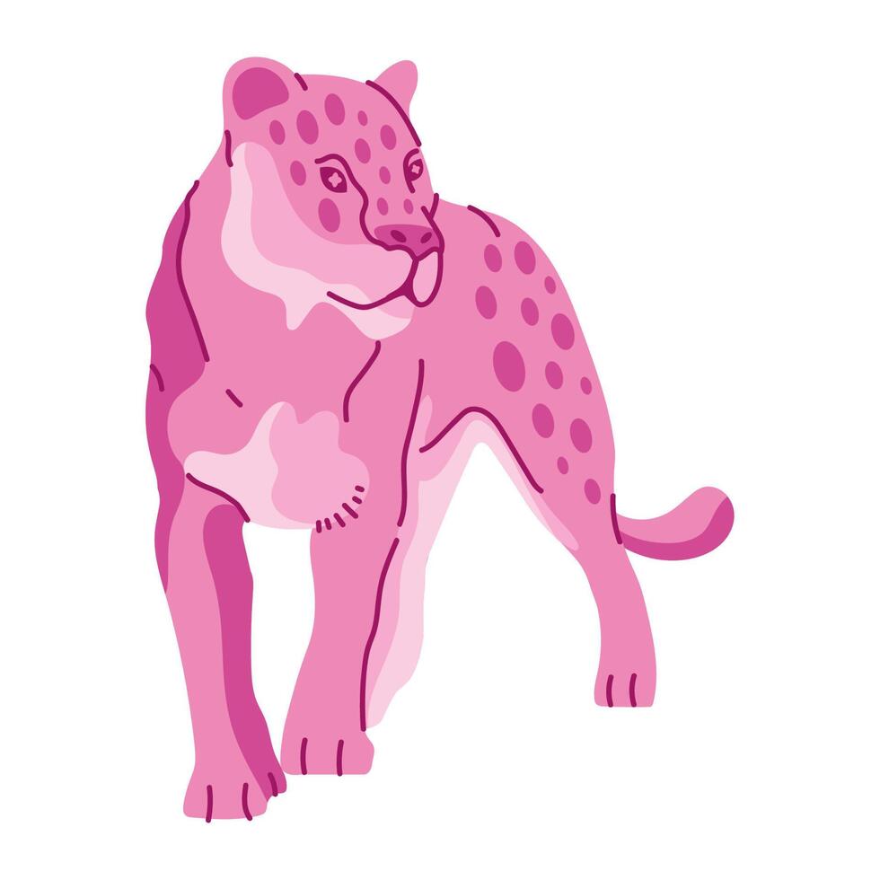 pink leopard wild feline vector