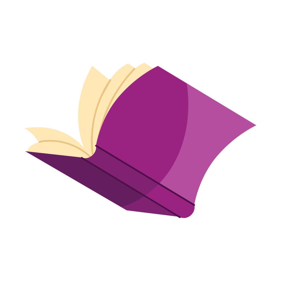 libro de texto morado abierto vector