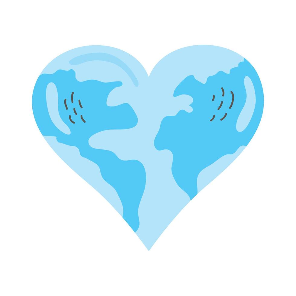 earth with heart shape vector