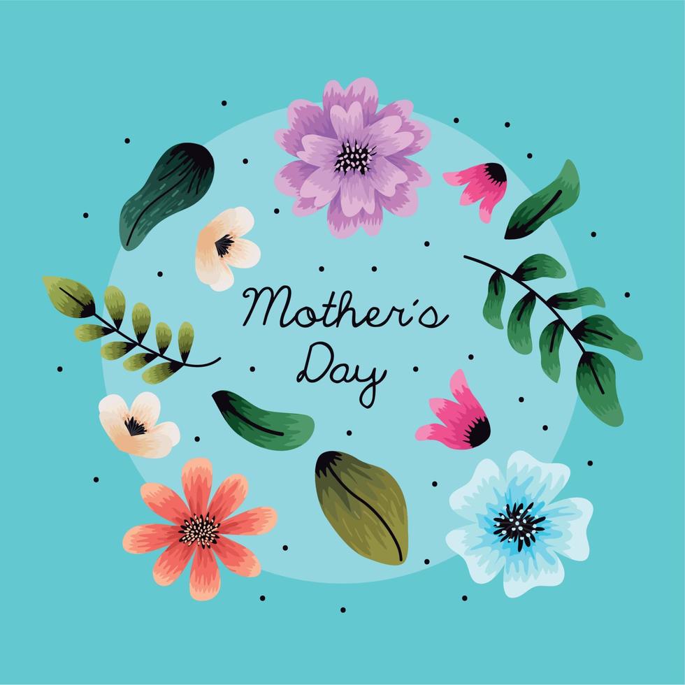 mothers day lettering postcard vector