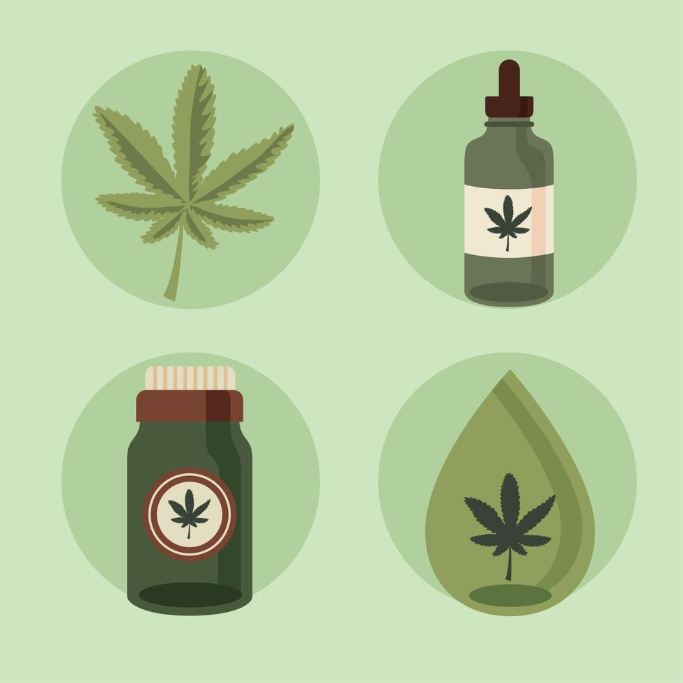 four medical cannabis icons vector