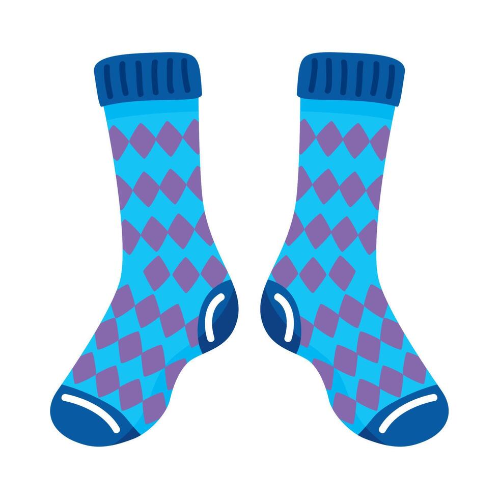 blue socks with rhombus vector