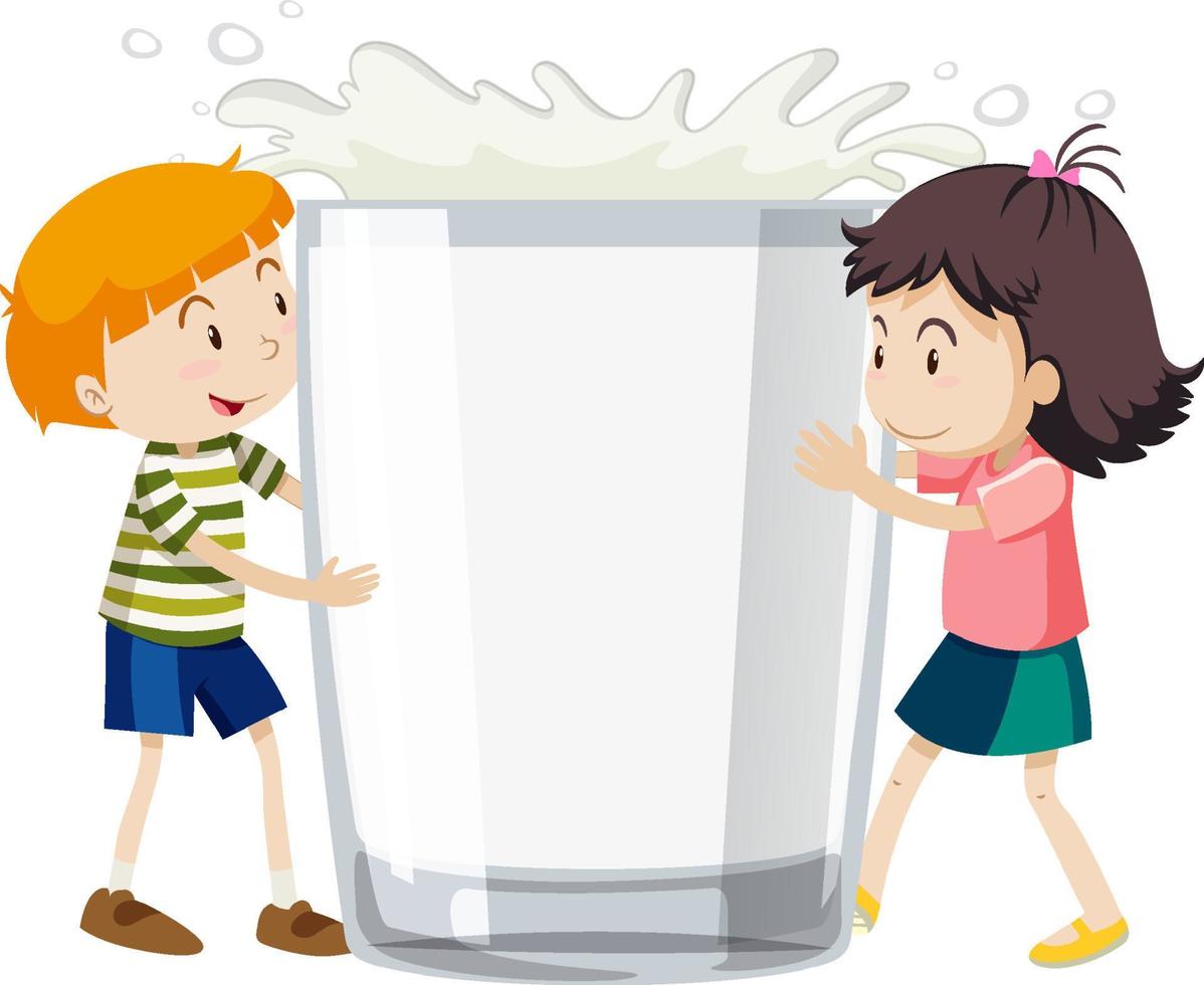 A glass of milk with cartoon character vector