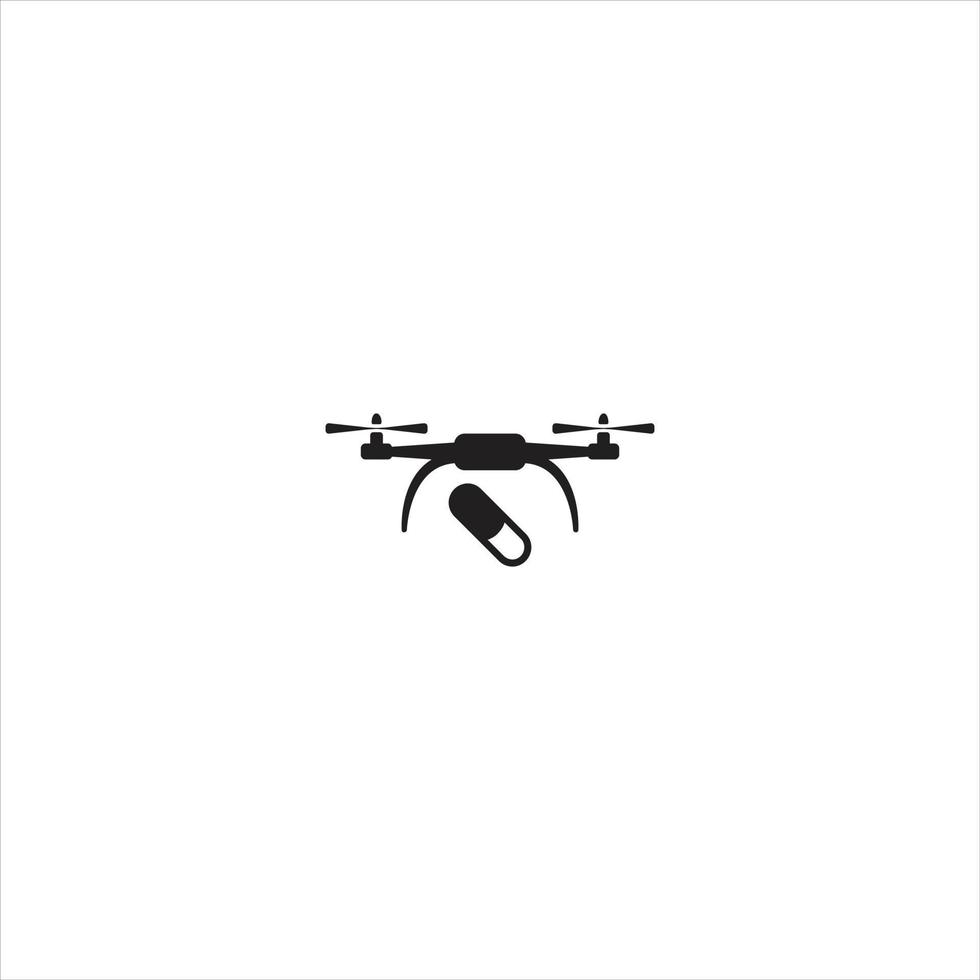 Medic drone icon illustration, silhouette vector