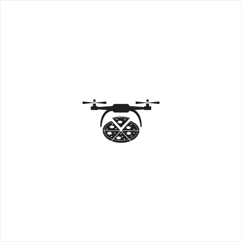 pizza delivery drone icon illustration, silhouette vector