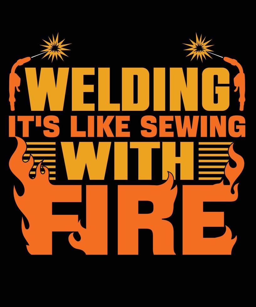 Welding vintage sunset vector silhouette tshirt design