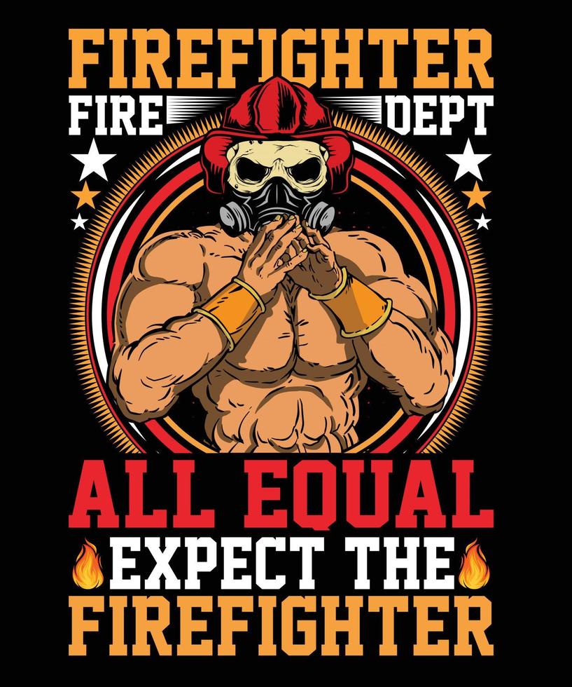 1Firefighter safety warrior fireman graphic vector silhouette tshirt