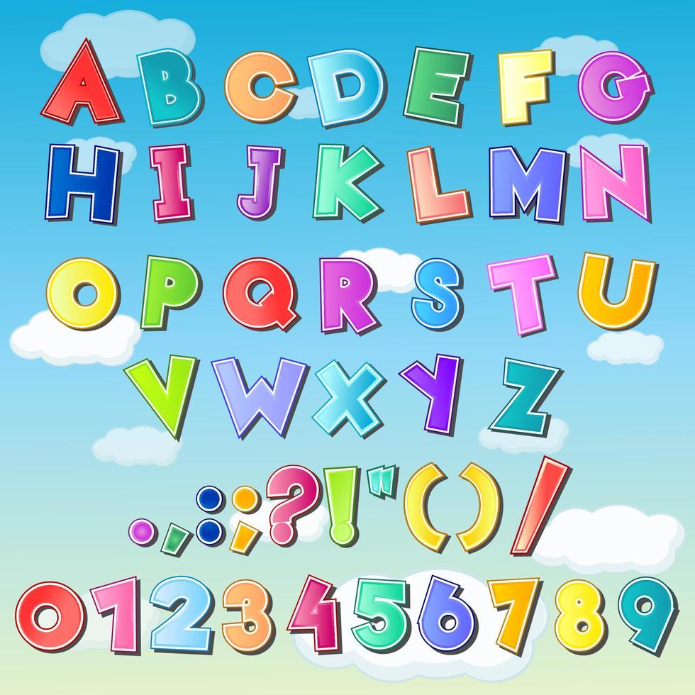 Kids Alphabet and Number Collection with Shiny Color vector