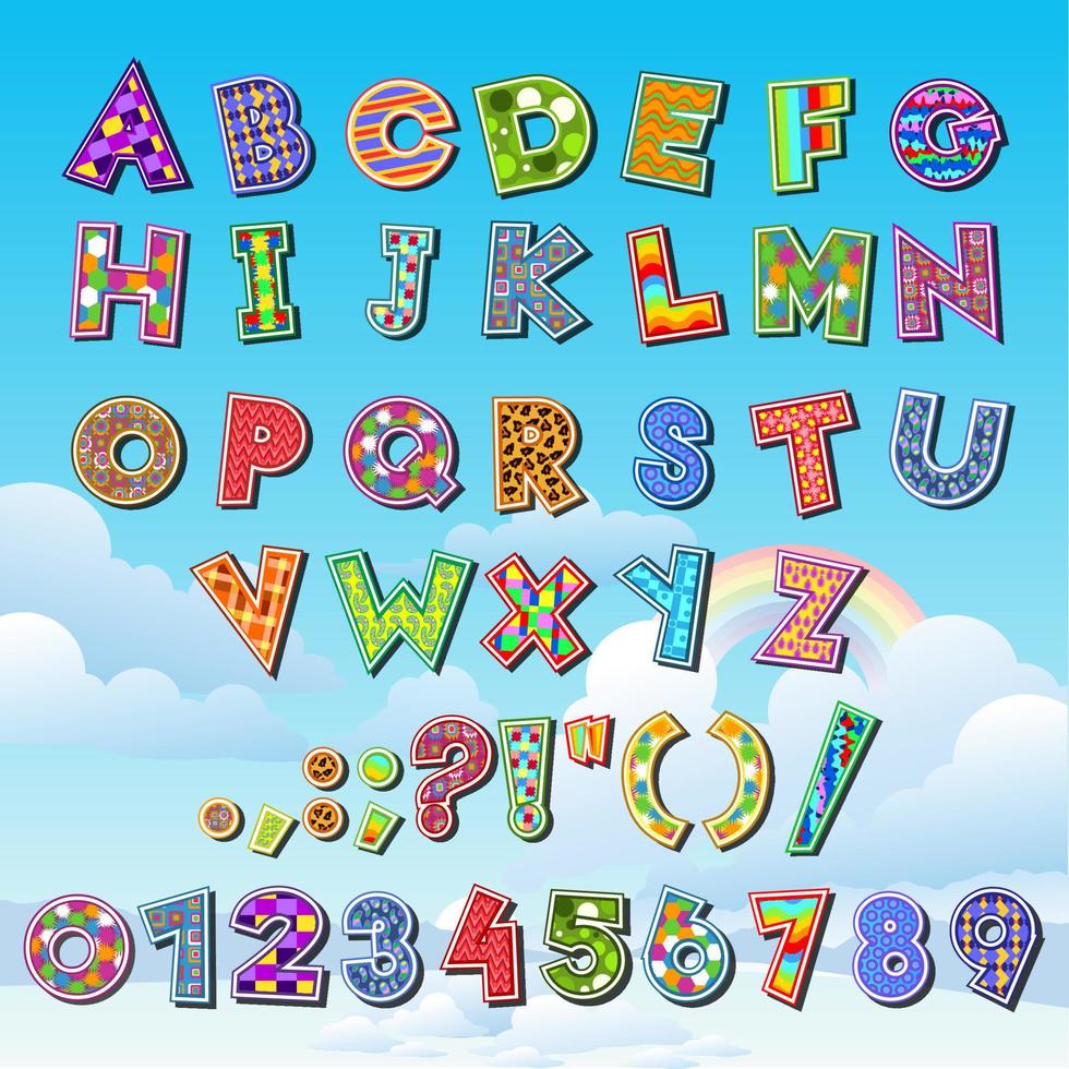 Kids Alphabet and Number Collection with Patterns vector