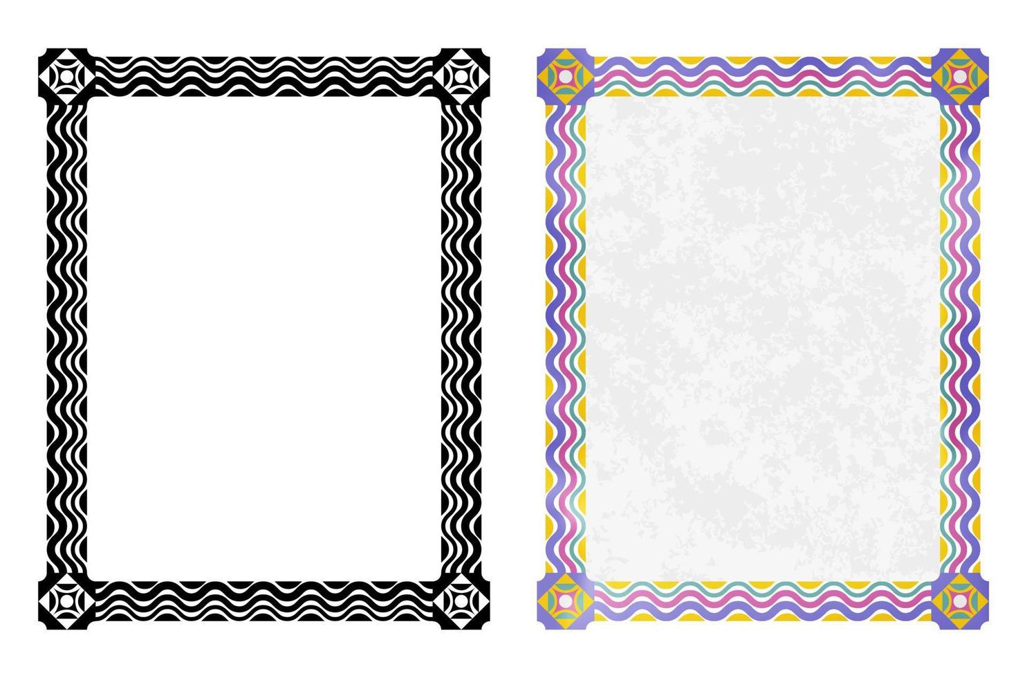 Decorative Frames and Borders Set, Texturize Black and Pastel Color Borders 4 vector