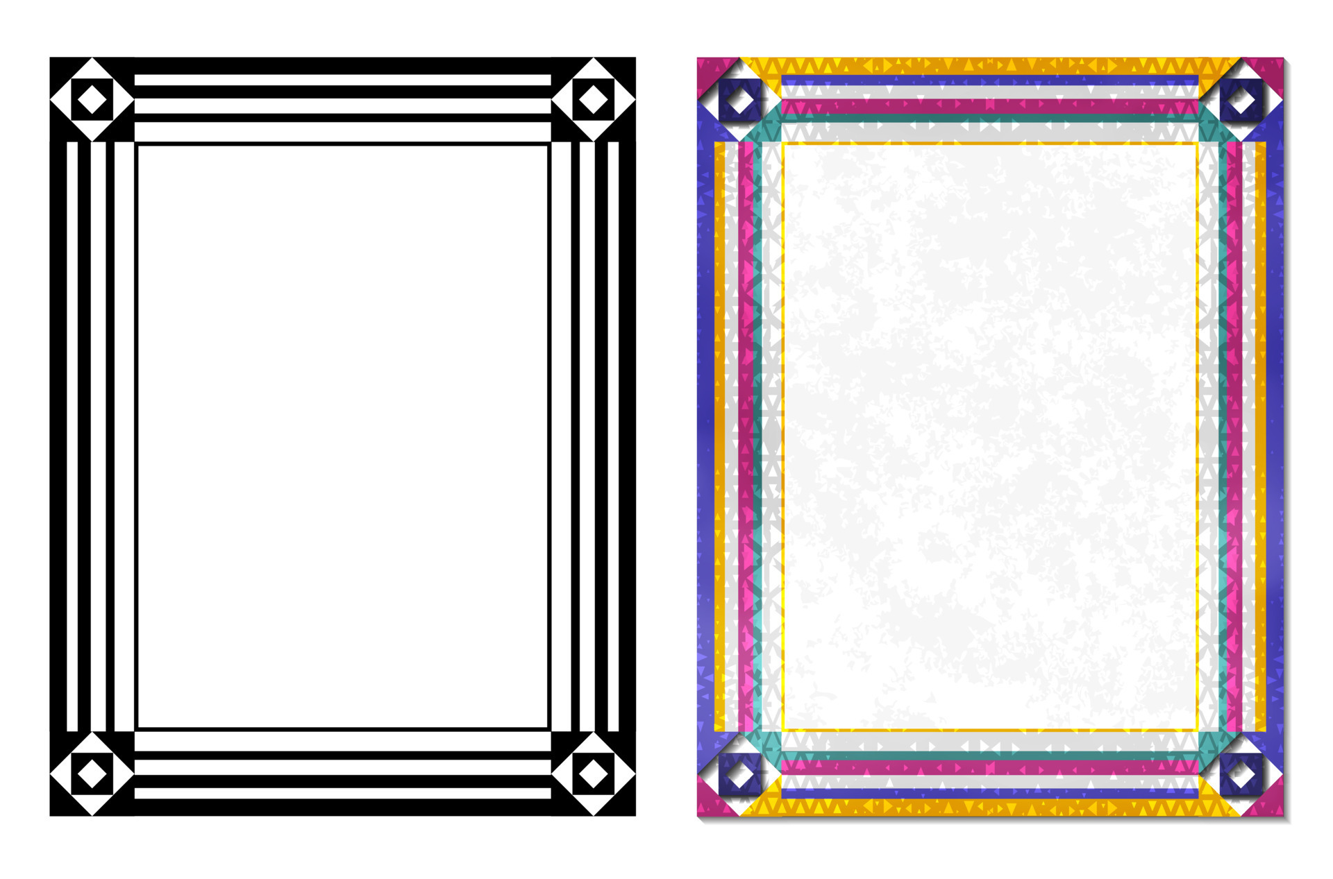 Decorative Frames and Borders Set, Texturize Black and Pastel Color