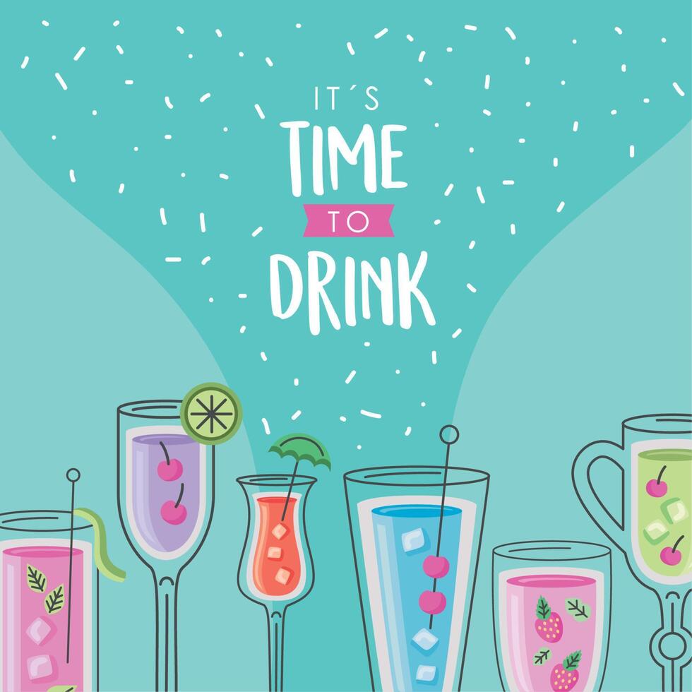 time to drink lettering vector